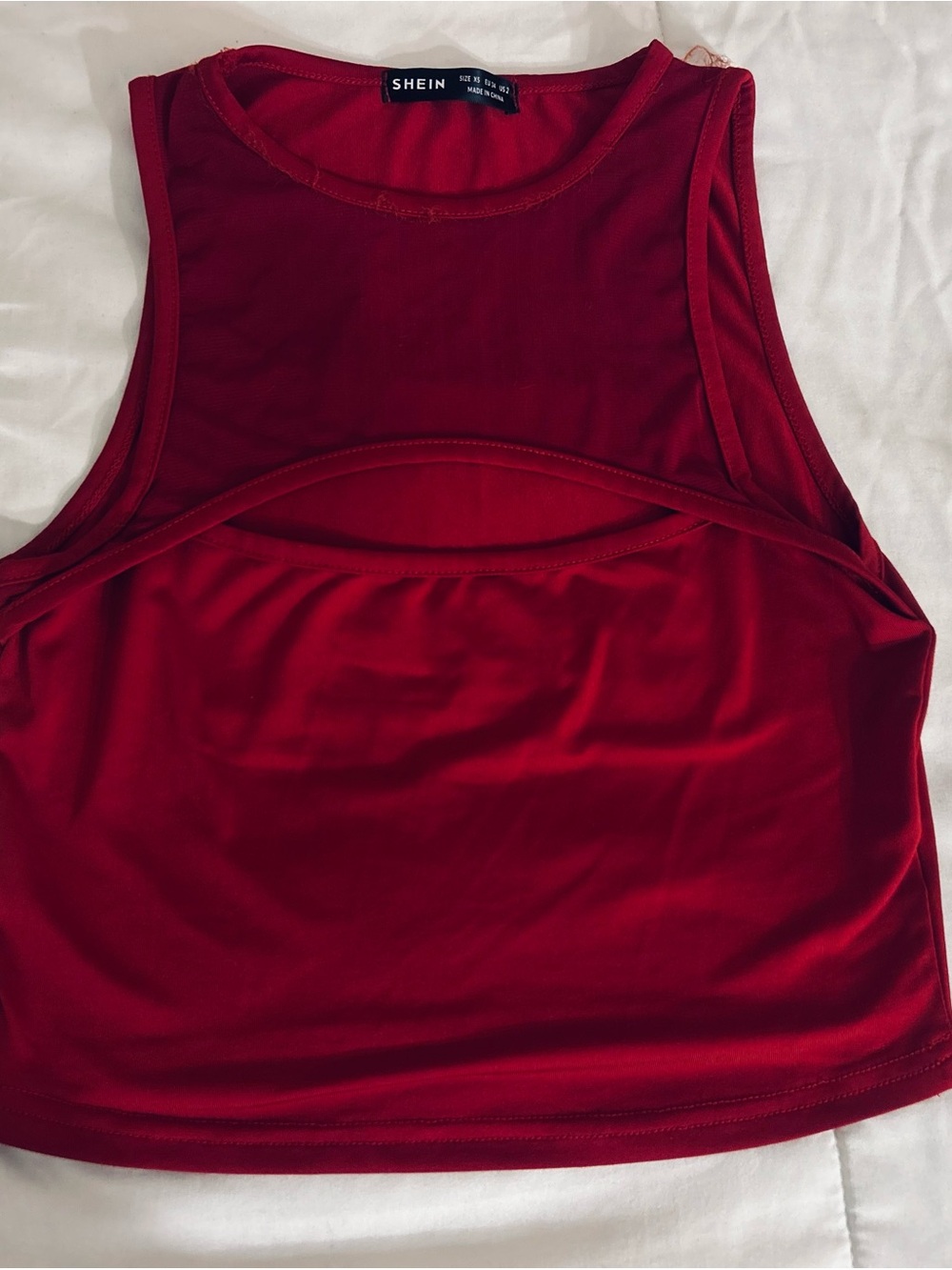 SHEIN Crimson Cutout Crop Tank